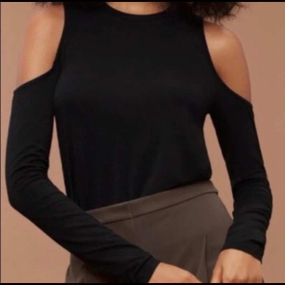Wilfred Free Black Open Shoulder Long Sleeve Top: Small